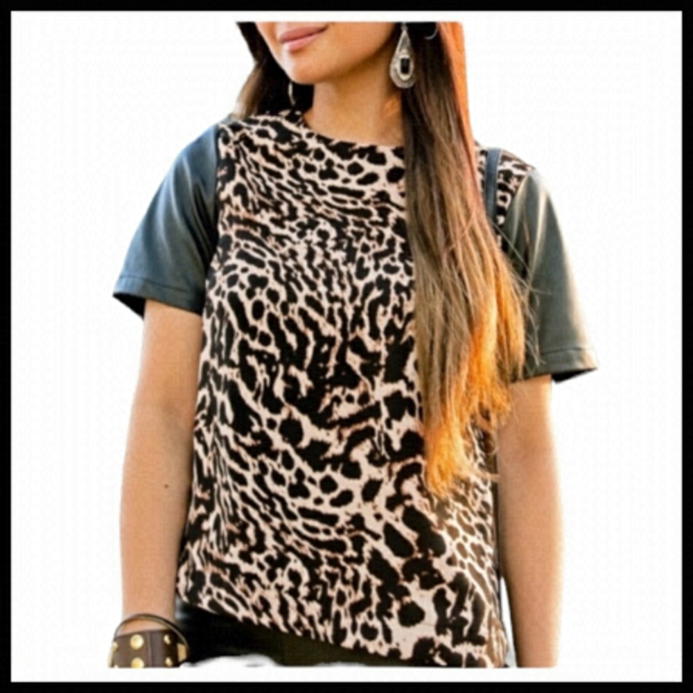 H&M Leopard Print Faux Leather Top